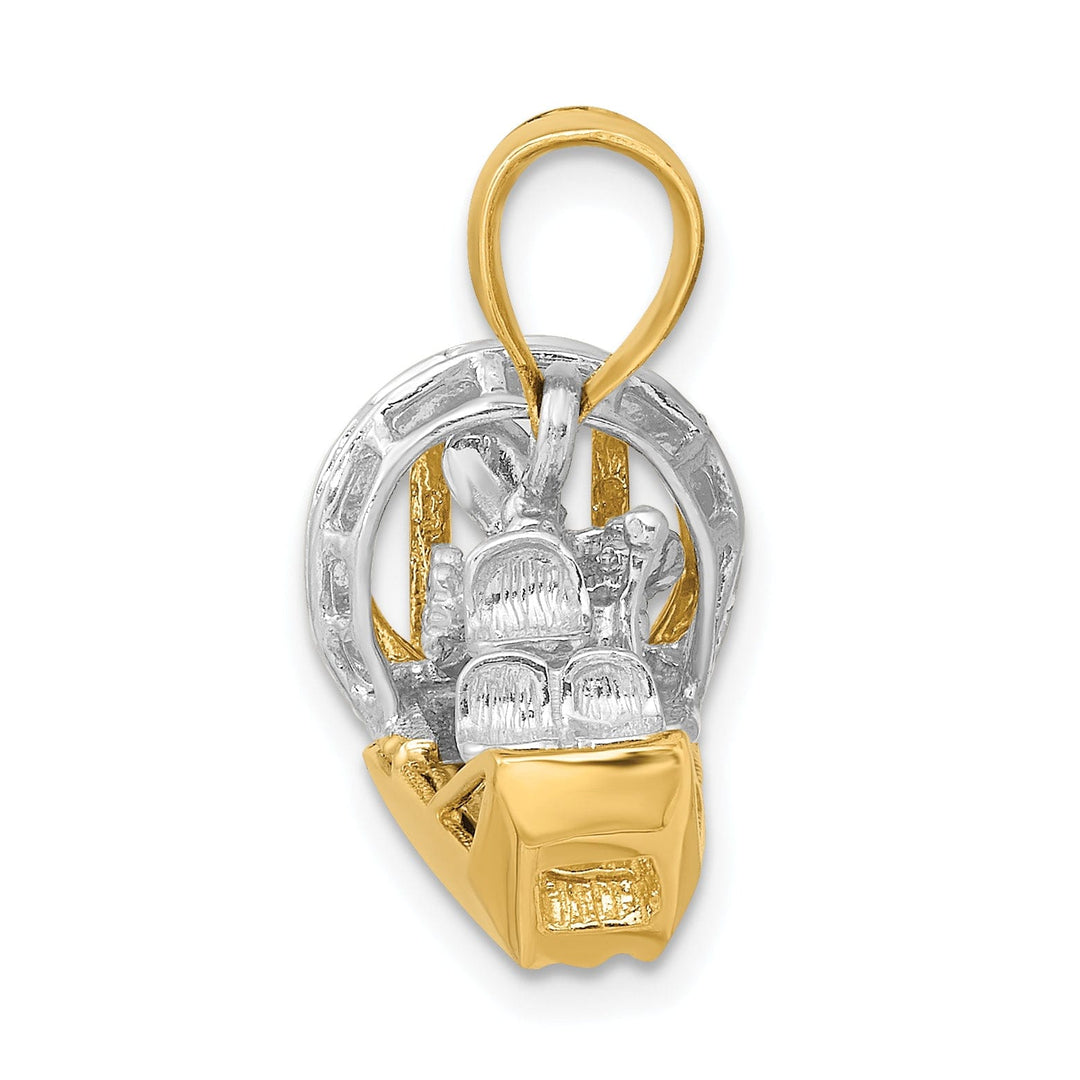 14k Two-Tone Gold Polished Finish 3-Dimensional Airboat Charm Pendant