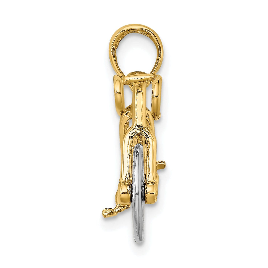 14k Two Tone Gold Polished Finish 3-Dimensional Moveable Ten Speed Bicycle Charm Pendant