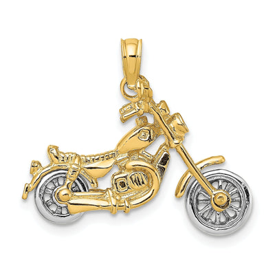 14k Two Tone Gold Polished Finish 3-Dimensional Moveable Chopper Bike Motorcycle Charm Pendant at $ 378.51 only from Jewelryshopping.com