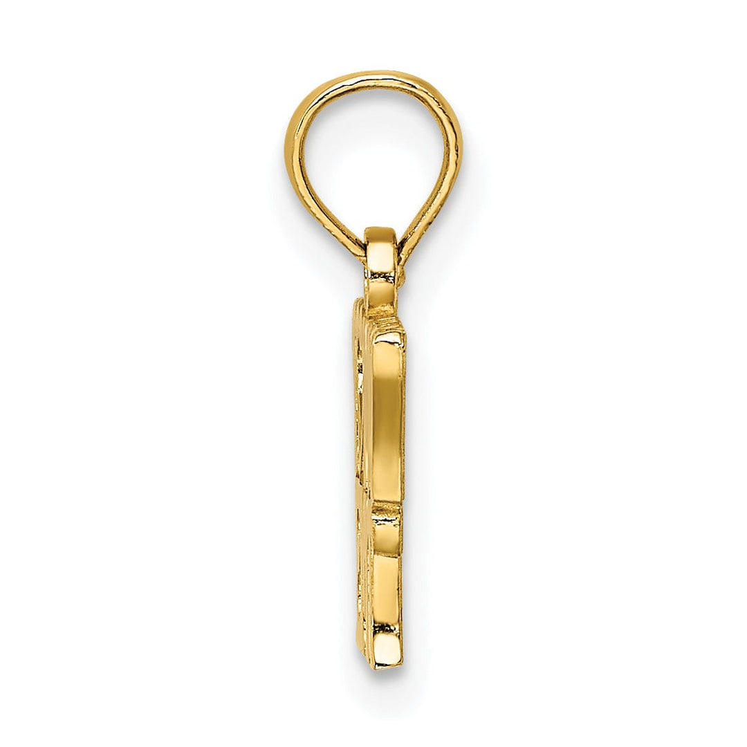 14k Yellow Gold Open Back Polished Finish I LOVE MY EMT Charm Pendant