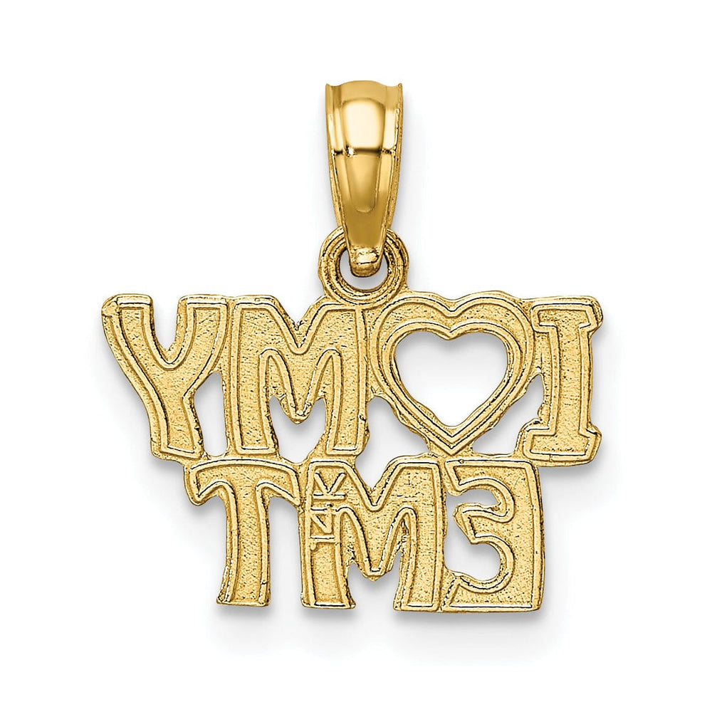 14k Yellow Gold Open Back Polished Finish I LOVE MY EMT Charm Pendant