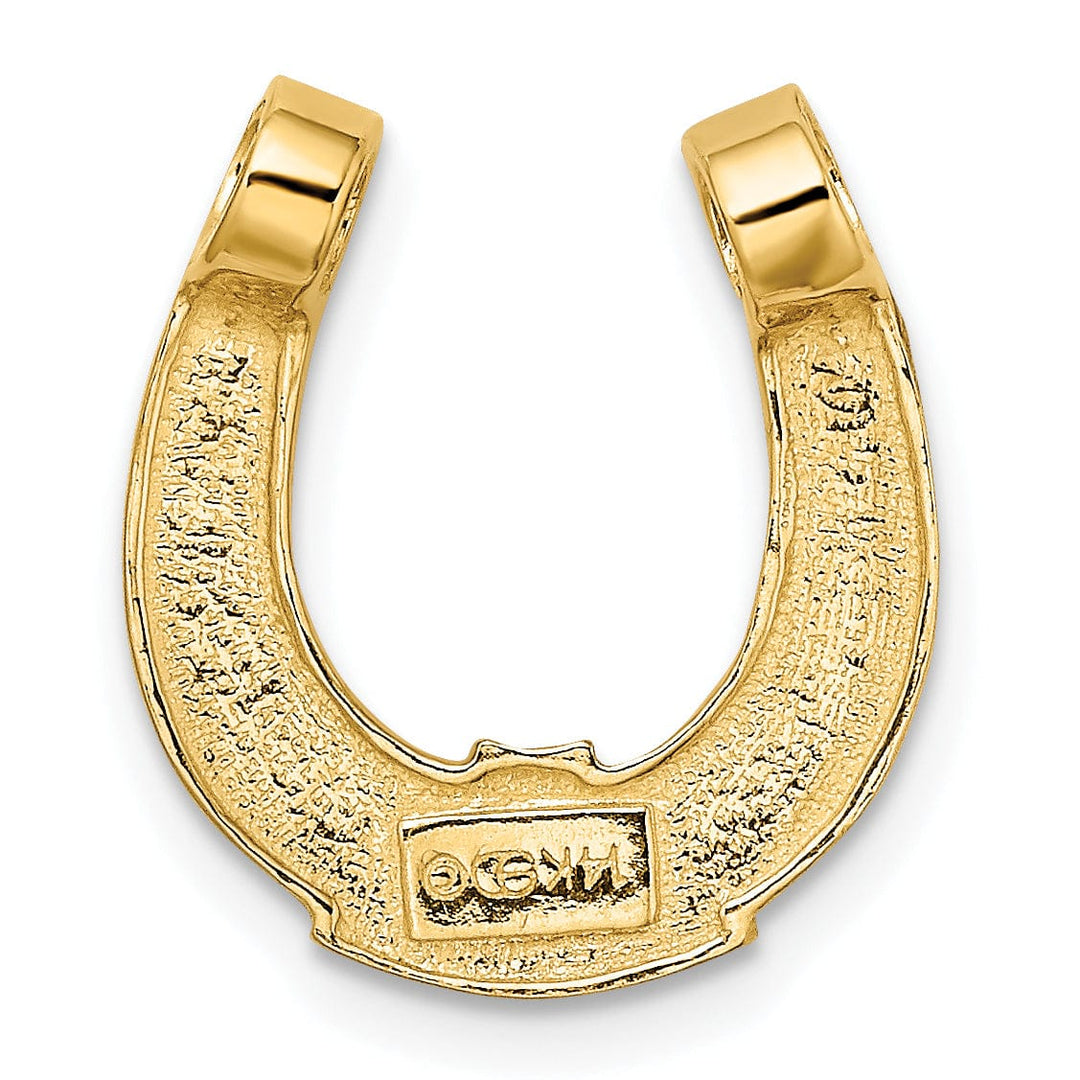 14k Two-tone Gold Textured Polished Finish Horseshoe Chain Slide Charm Pendant will not fit omega chain