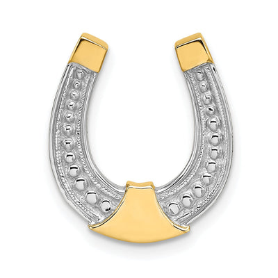 14k Two-tone Gold Textured Polished Finish Horseshoe Chain Slide Charm Pendant will not fit omega chain at $ 198.15 only from Jewelryshopping.com