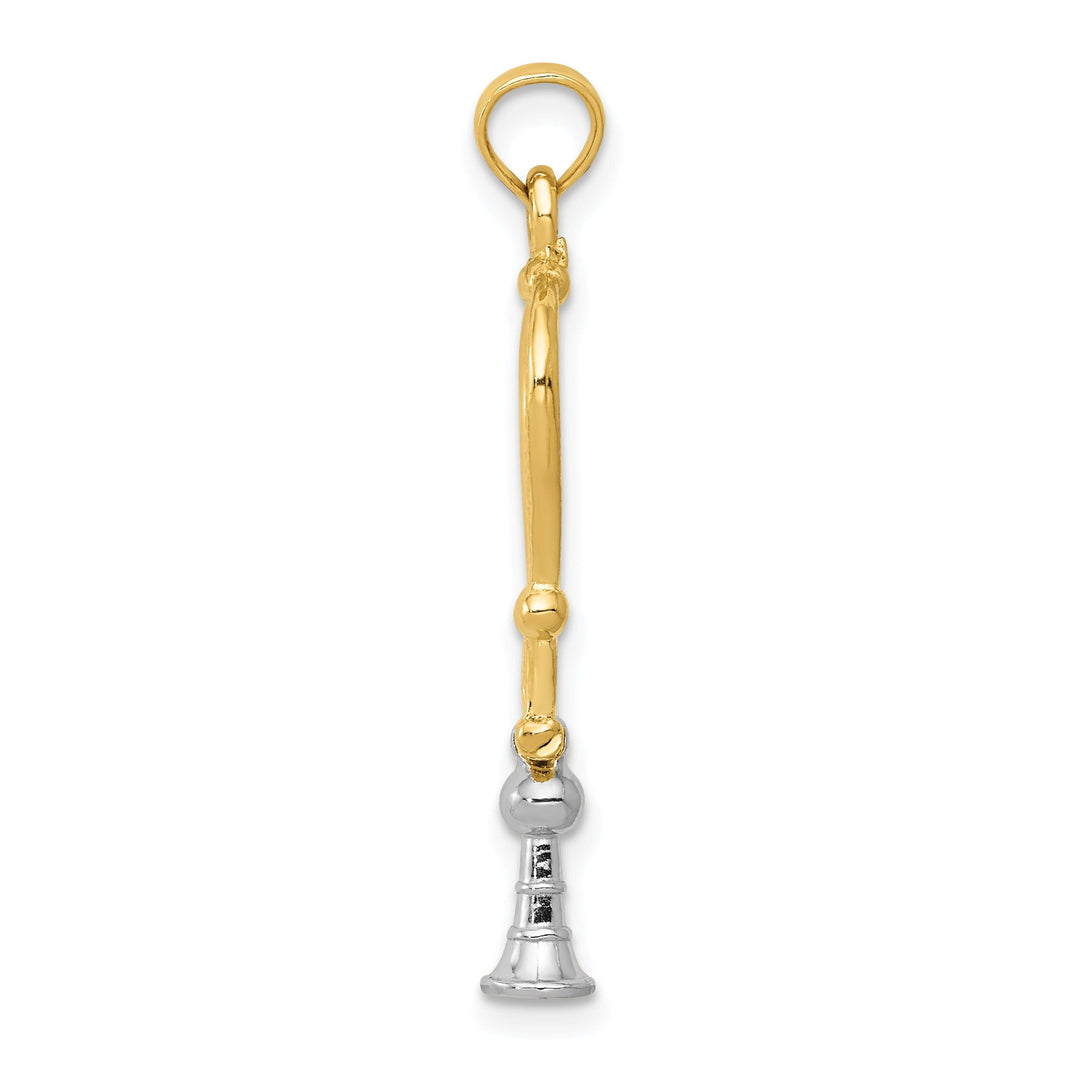 14k Two Tone Gold 3-D Stethoscope Pendant