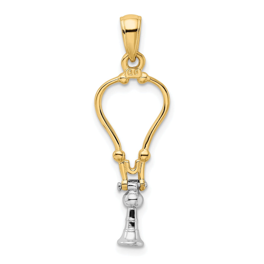 14k Two Tone Gold 3-D Stethoscope Pendant