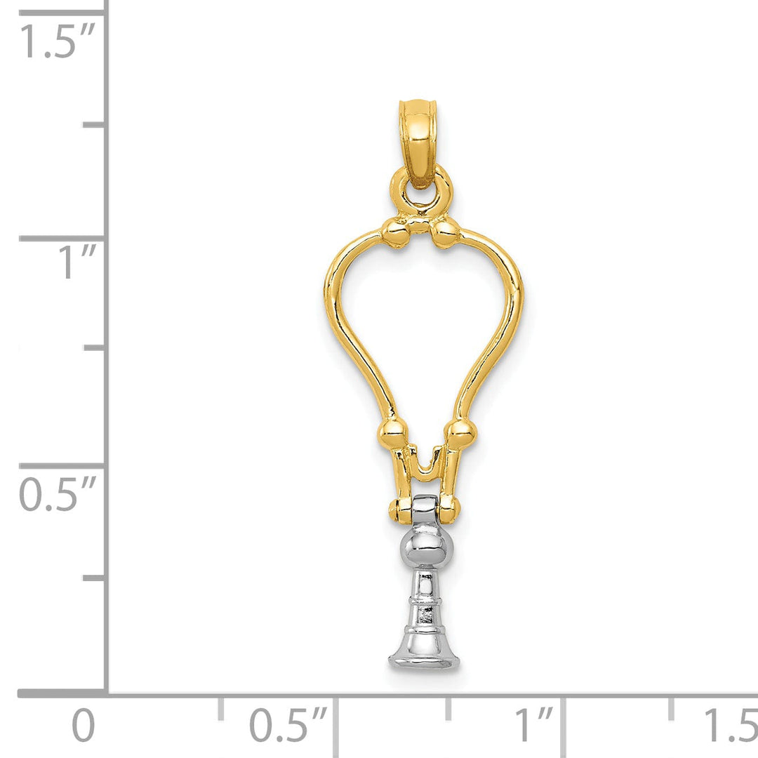 14k Two Tone Gold 3-D Stethoscope Pendant