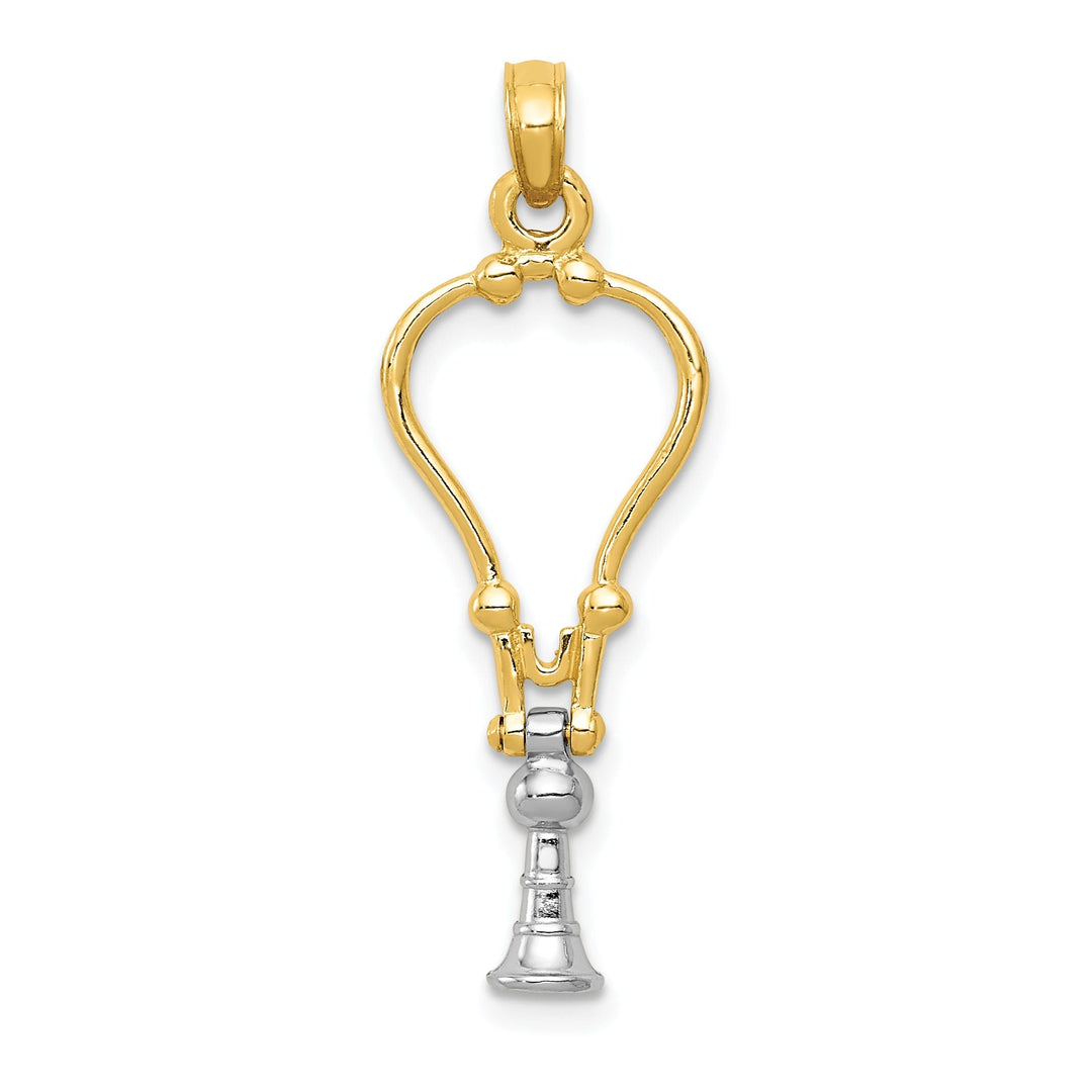 14k Two Tone Gold 3-D Stethoscope Pendant