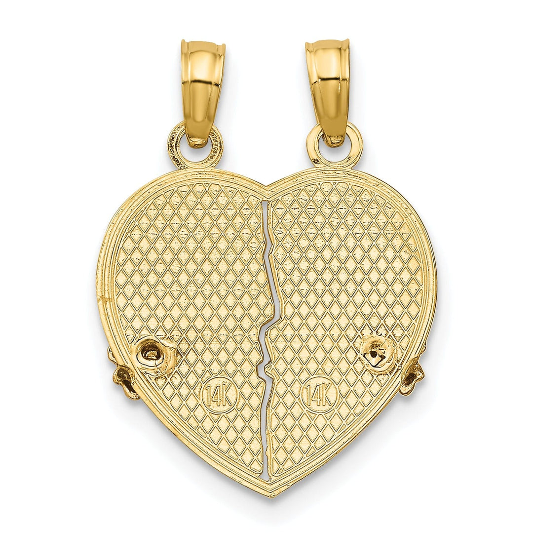 14k Two Tone Gold Polished Finish 2-Pieces BIG SIS-LIL SIS Break-A-part Heart Design Charm Pendant