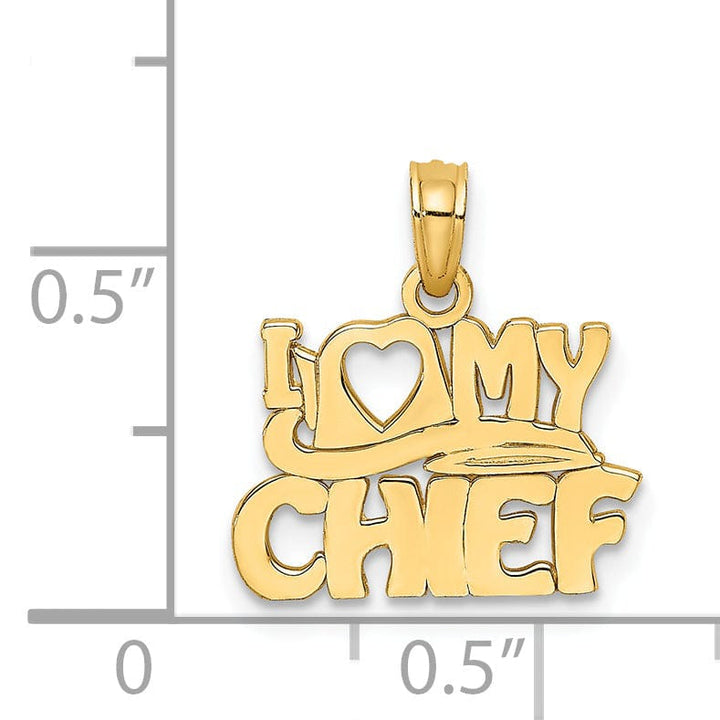 14k Yellow Gold Open Back Polished Finish I LOVE MY CHIEF Charm Pendant