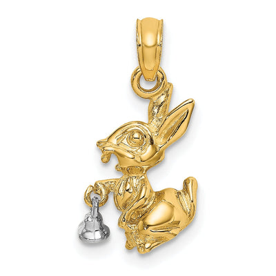 14k Two-Tone Gold Textured Polished Finish Moveable 3-Dimentional Bunny Rabbit Charm Pendant at $ 218.37 only from Jewelryshopping.com