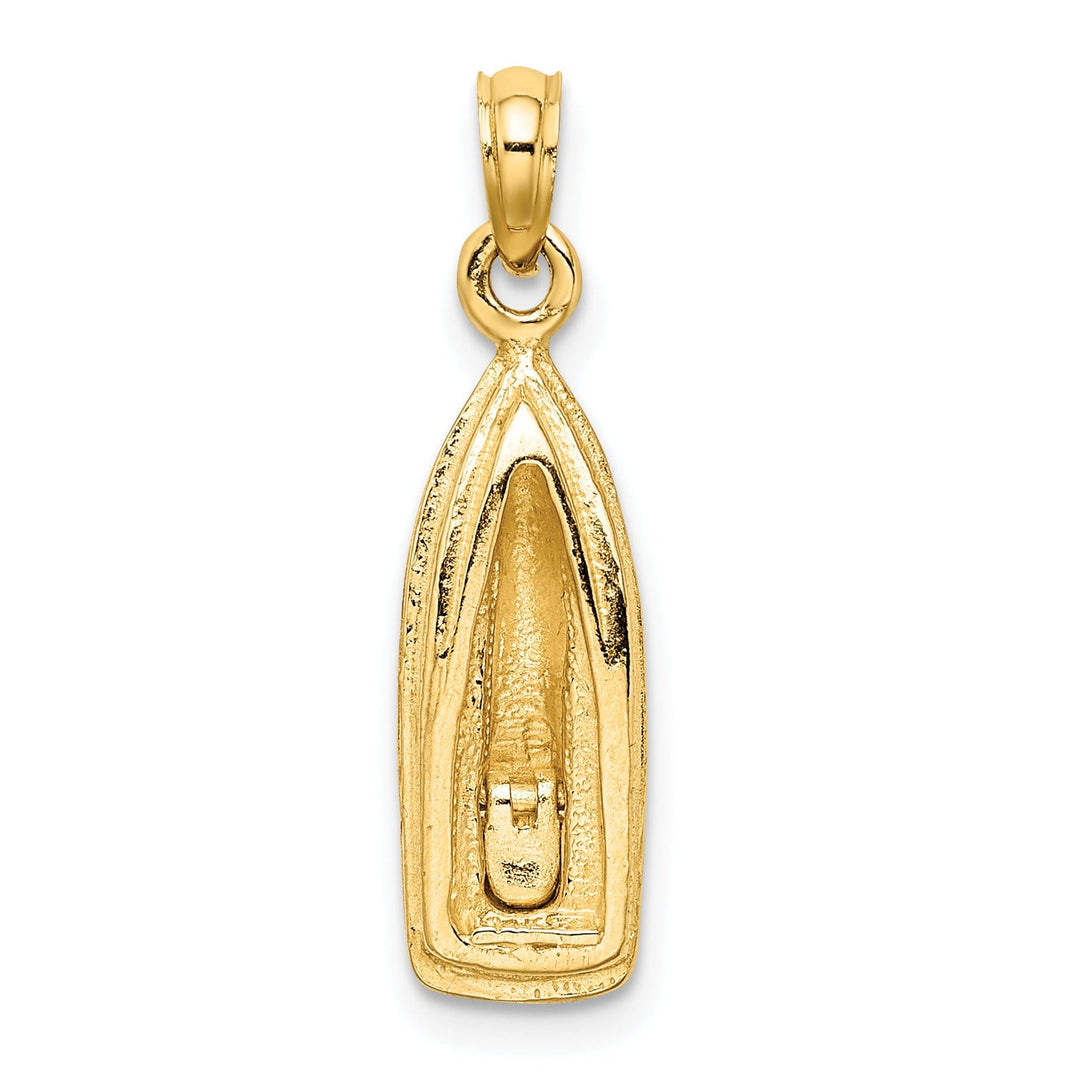 14K Yellow Gold Rhodium Texture Polished Finish 3-Dimensional Wave Runner with Moveable Seat Charm Pendant