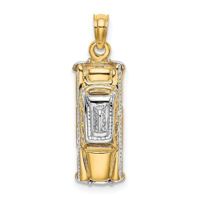 14k Yellow Gold,White Rhodium 3-Dimensional Taxi with Moveable Tires Taxi Cab Charm Pendant at $ 404.22 only from Jewelryshopping.com