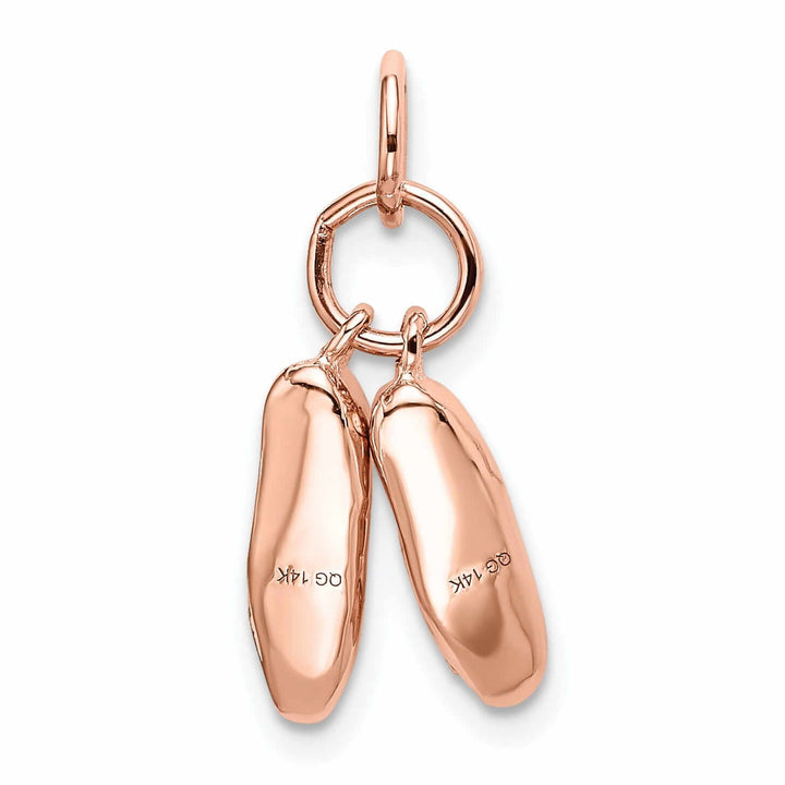 14k Rose Gold Moveable Ballet Slippers Pendant
