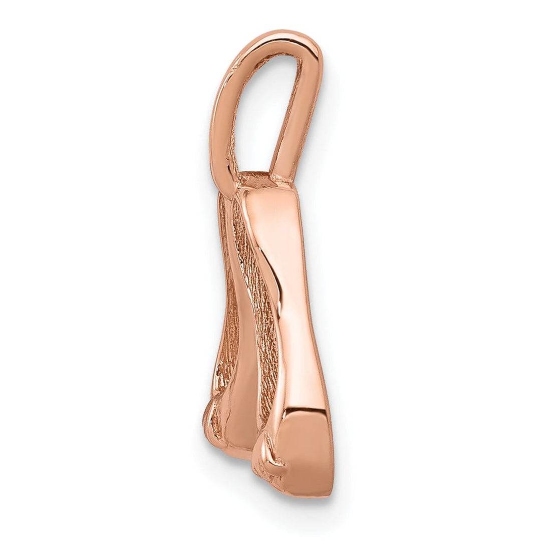 Solid 14k Rose Gold 3-D Ballet Slippers Pendant