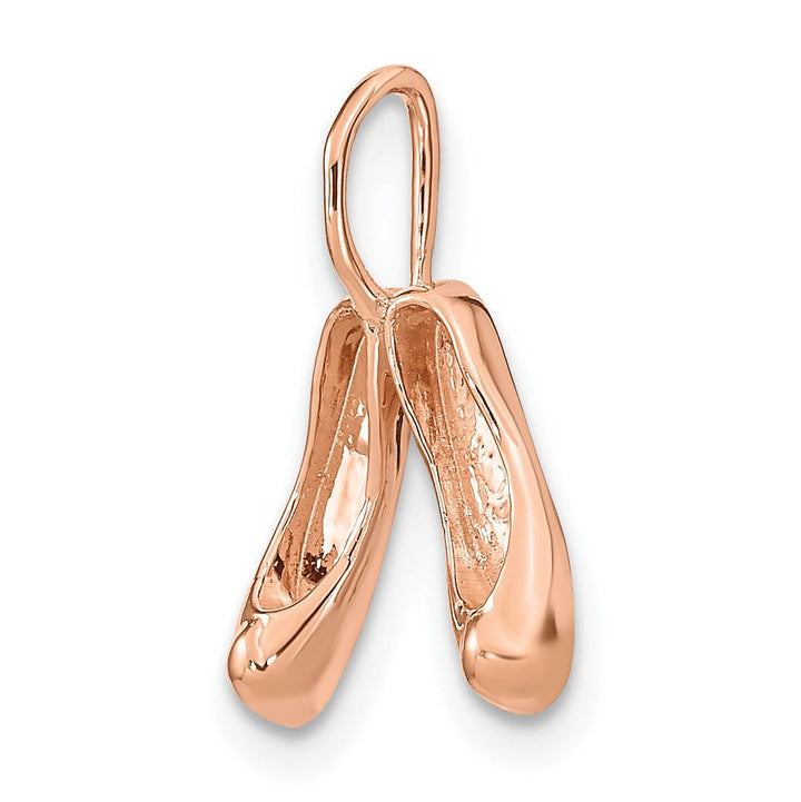 Solid 14k Rose Gold 3-D Ballet Slippers Pendant