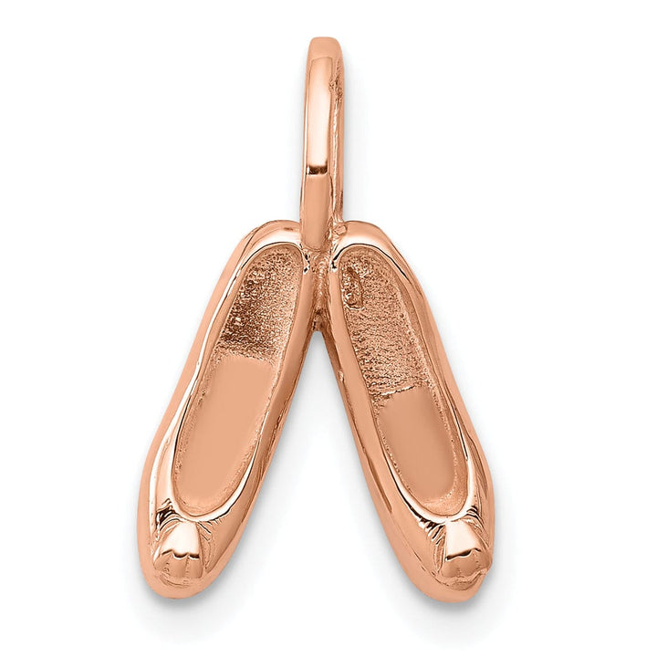 Solid 14k Rose Gold 3-D Ballet Slippers Pendant