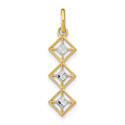 14K Yellow Gold, White Rhodium Polished Diamond Cut Finish Filigree 3 Diamond Shape Designs Pendant at $ 48.58 only from Jewelryshopping.com