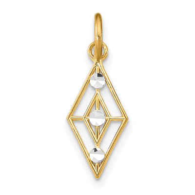 14K Yellow Gold, White Rhodium Polished Diamond Cut Finish Filigree Diamond Shaped Design Pendant at $ 38.86 only from Jewelryshopping.com