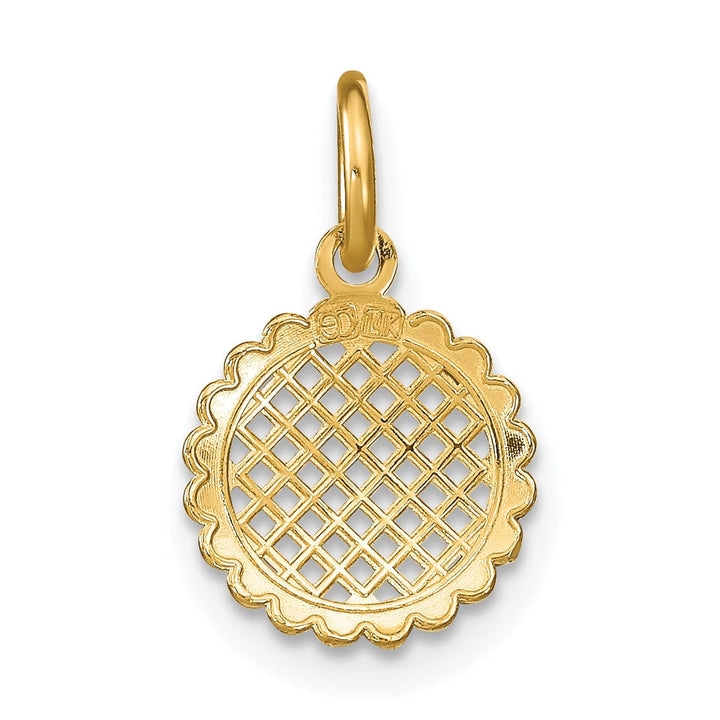 14K Yellow Gold, White Rhodium Polished Finish Mini Filigree Mesh Sunflower Design Pendant