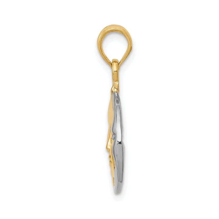 14k Two-Tone Gold Solid Polished Finish 3-Diamentional Reversible Sun and Moon Charm Pendant