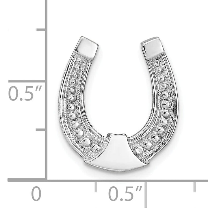 14k White Gold Textured Polished Finish Horseshoe Chain Slide Charm Pendant will not fit omega chain