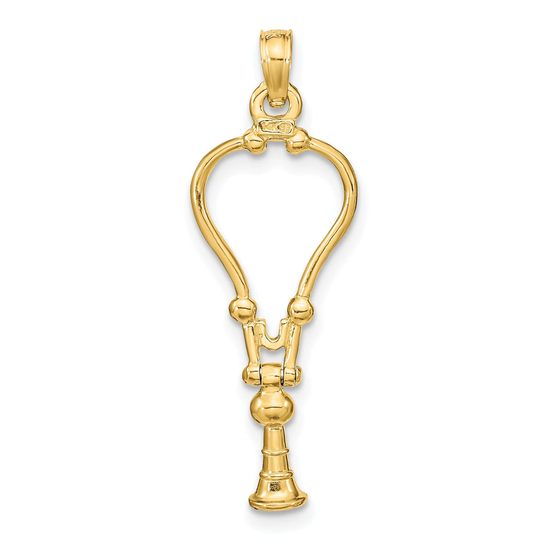 14k Yellow Gold Solid Polished Finish Moveable 3-Dimensional Stethoscope Charm Pendant