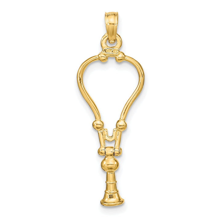 14k Yellow Gold Solid Polished Finish Moveable 3-Dimensional Stethoscope Charm Pendant