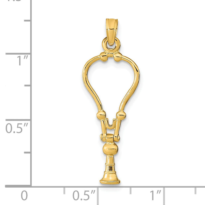 14k Yellow Gold Solid Polished Finish Moveable 3-Dimensional Stethoscope Charm Pendant