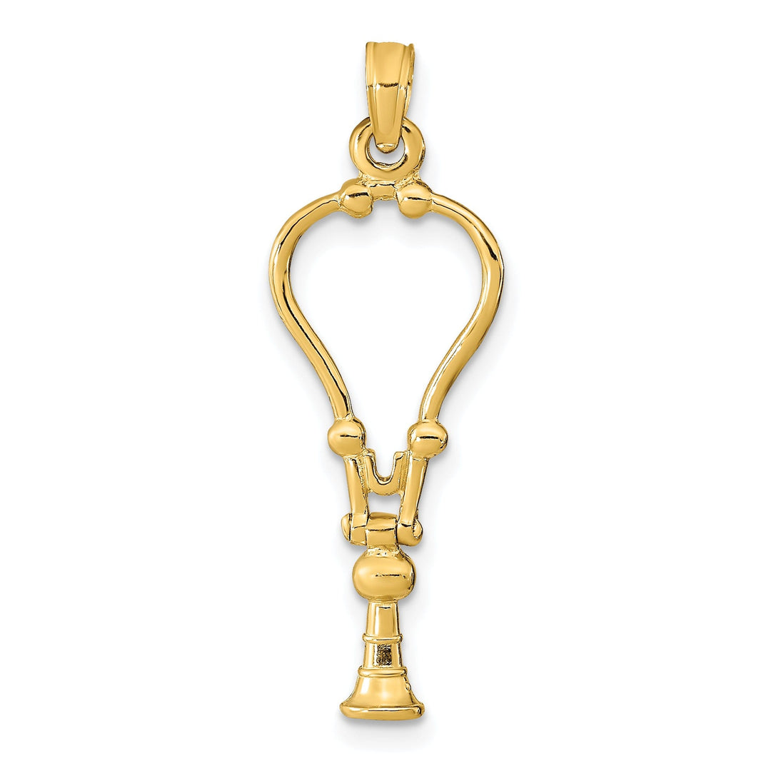 14k Yellow Gold Solid Polished Finish Moveable 3-Dimensional Stethoscope Charm Pendant