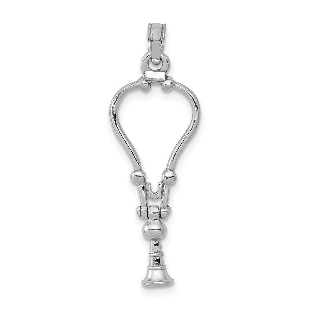 14k White Gold Solid Polished Finish Moveable 3-Dimensional Stethoscope Charm Pendant