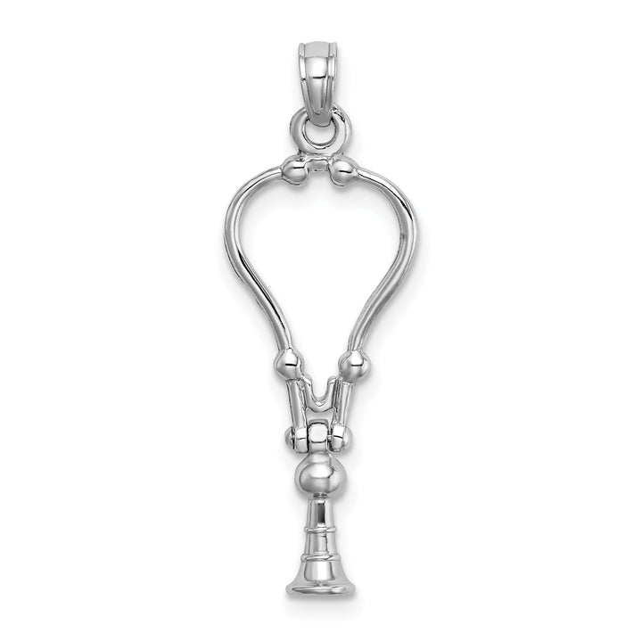 14k White Gold Solid Polished Finish Moveable 3-Dimensional Stethoscope Charm Pendant