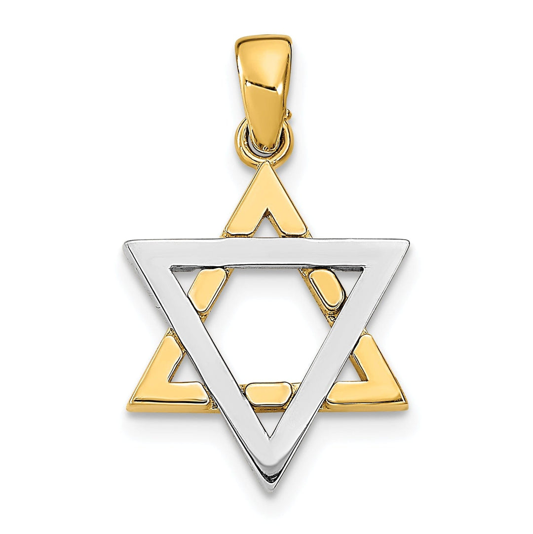 14K Yellow White Gold Polished Finish Star Of David Charm Pendant