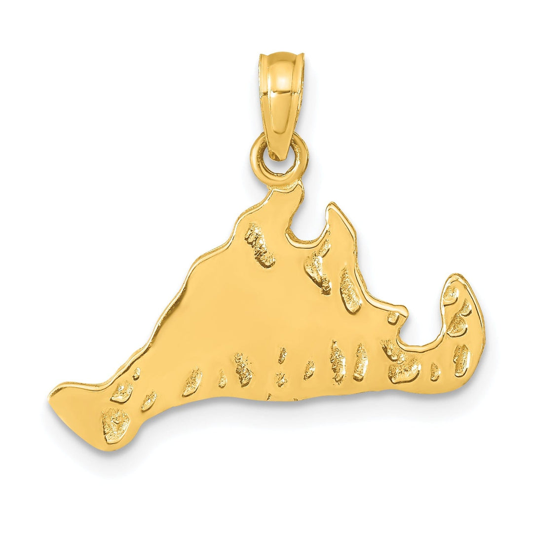 14K Yellow Gold Map Shape of MARTHA'S VINEYARD ISLAND Pendant