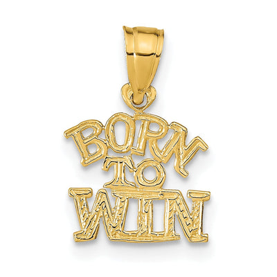 Buy 14K Yellow Gold Polished Textured BORN TO WIN Charm Pendant