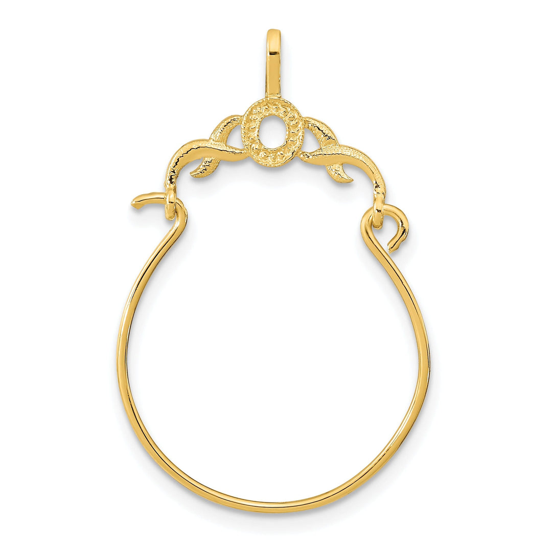 14K Yellow Gold Fancy Design Charm Holder Pendant