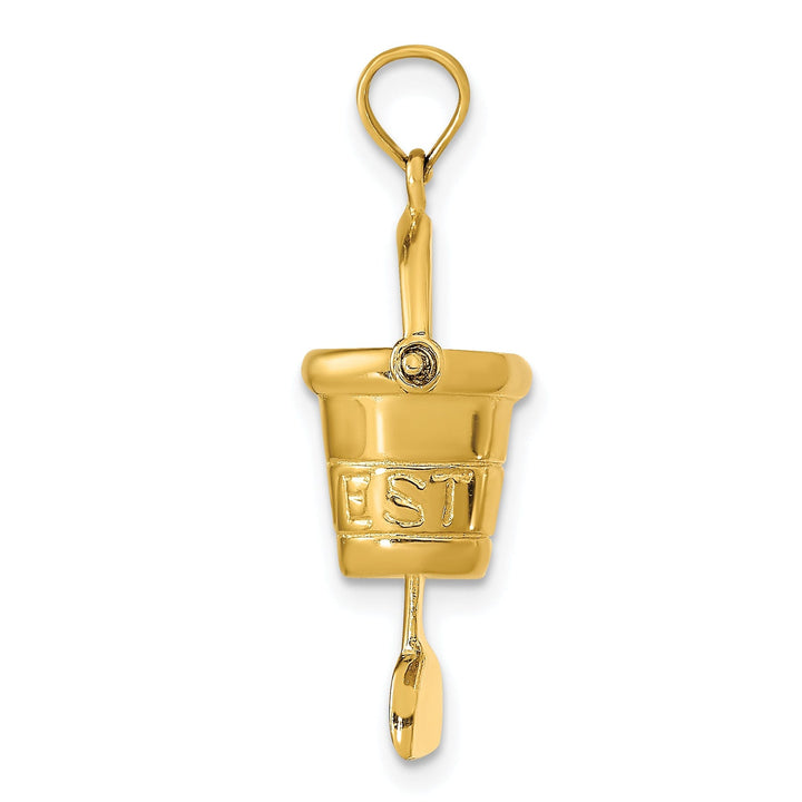 14K Yellow Gold Polished Finish 3-Dimensional KEY WEST Moveable Pail and Shovel Charm Pendant