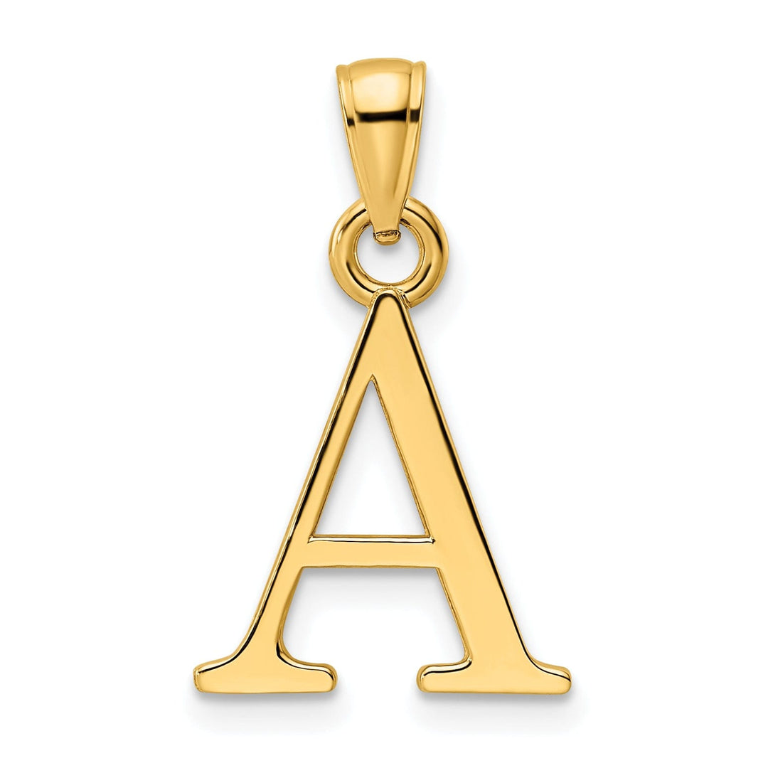 14K Yellow Gold Block Design Large Initial Letter A Charm Pendant