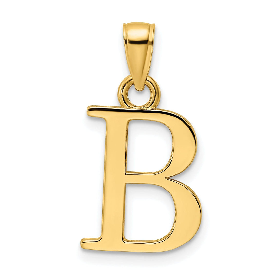 14K Yellow Gold Block Design Large Letter Initial B Charm Pendant