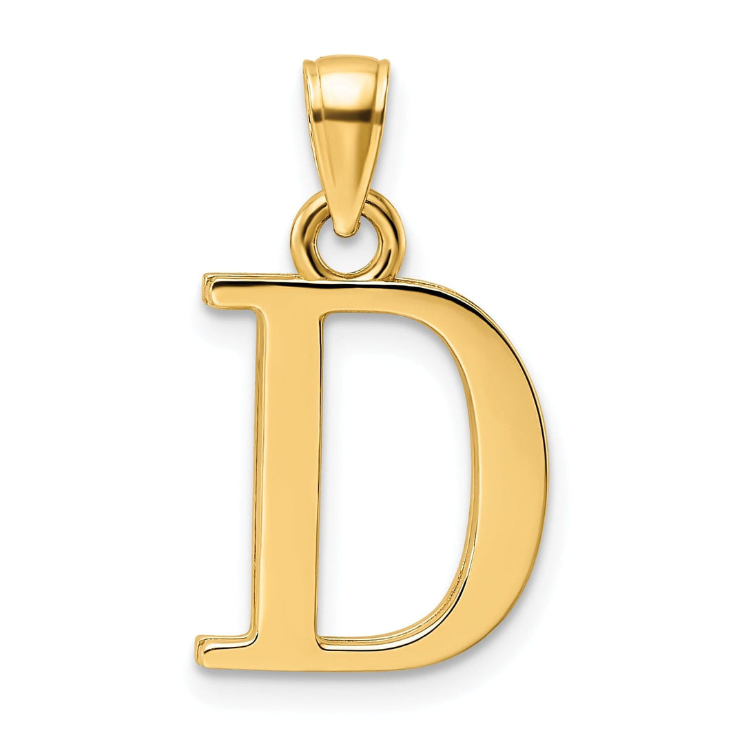 14K Yellow Gold Block Design Large Initial Letter D Charm Pendant