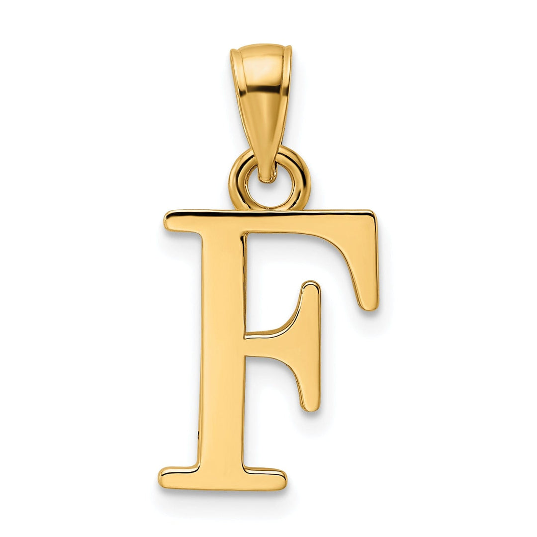 14K Yellow Gold Block Design Large Initial Letter F Charm Pendant