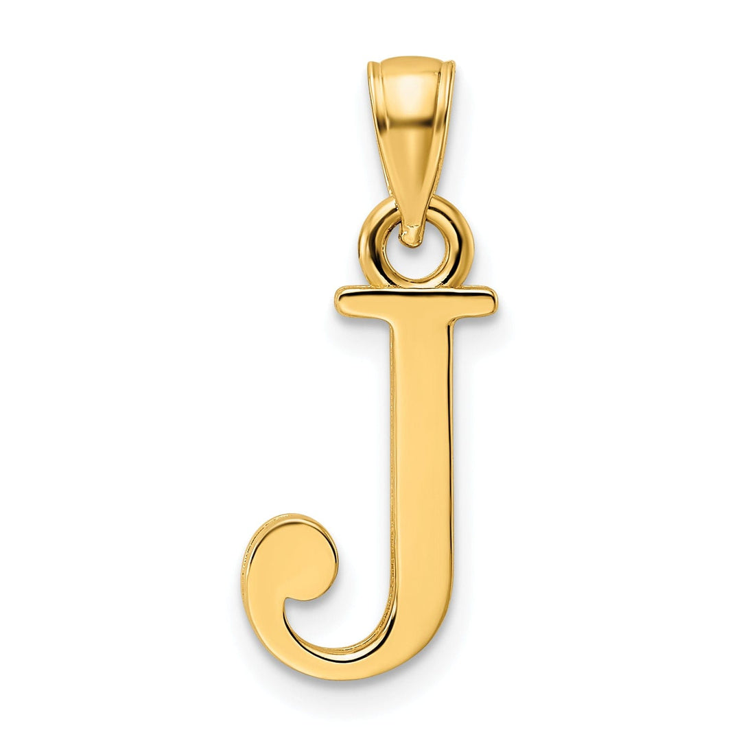 14K Yellow Gold Block Design Large Initial Letter J Charm Pendant