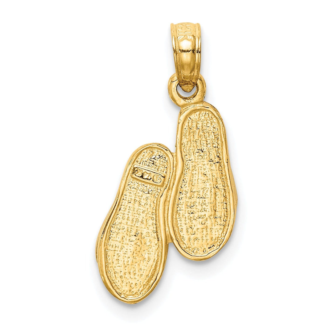 14k Yellow Gold, White Rhodium 3-Dimensional Solid Polished Finish Flip-Flop Sandals Charm Pendant