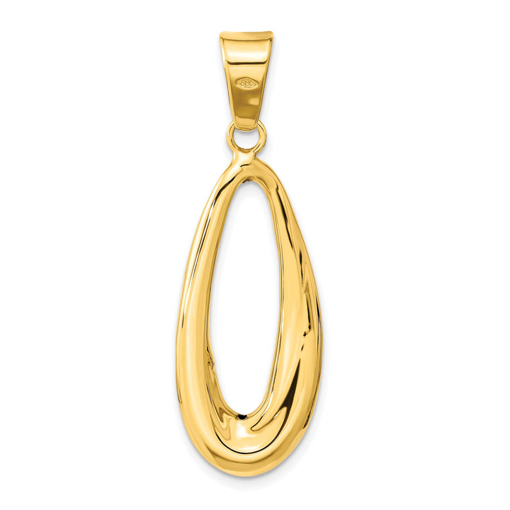 14k Yellow Gold Polished Finish Hollow Italy Oval Shape Design Pendant