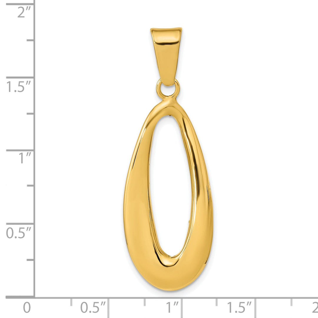 14k Yellow Gold Polished Finish Hollow Italy Oval Shape Design Pendant