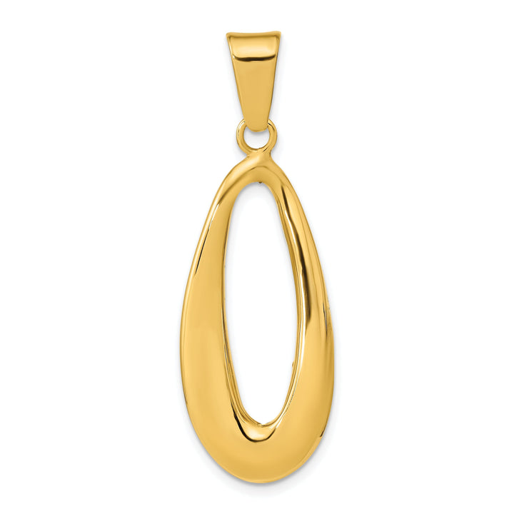 14k Yellow Gold Polished Finish Hollow Italy Oval Shape Design Pendant