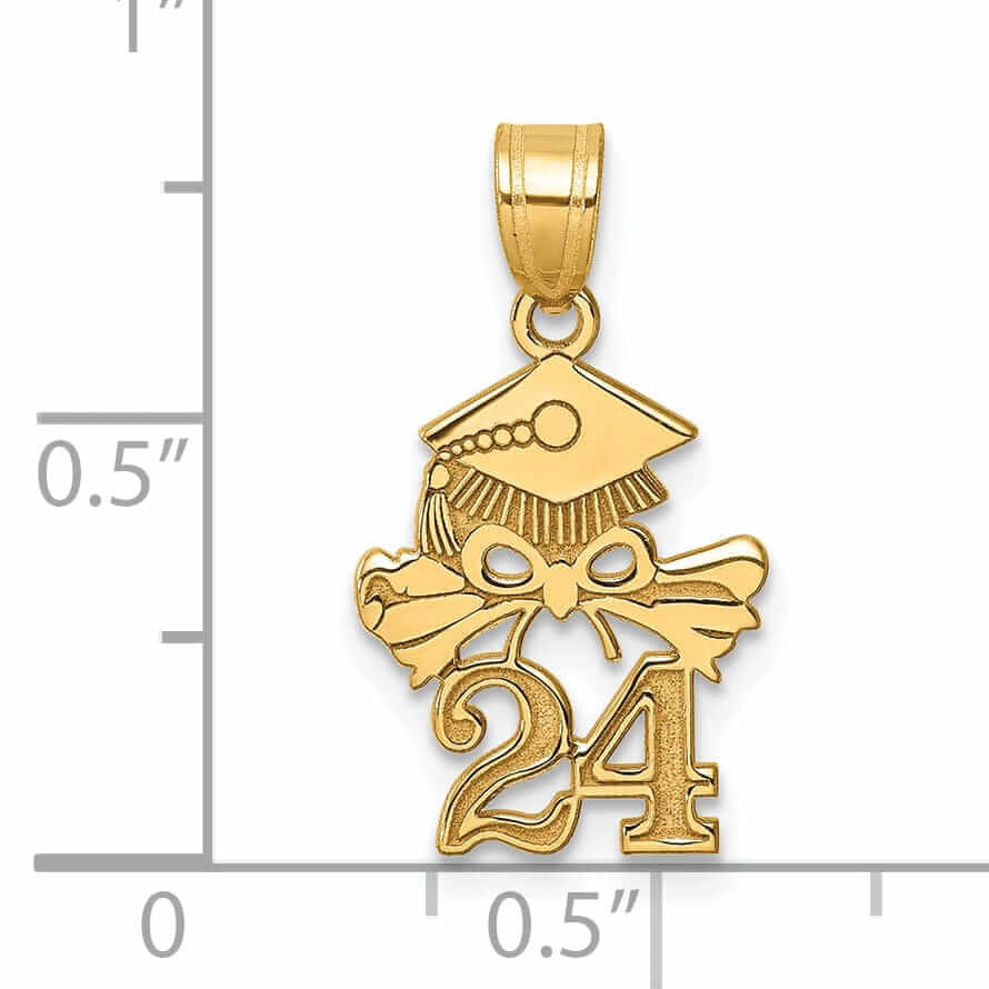 14K Graduation Cap and Diploma - 2024 Charm