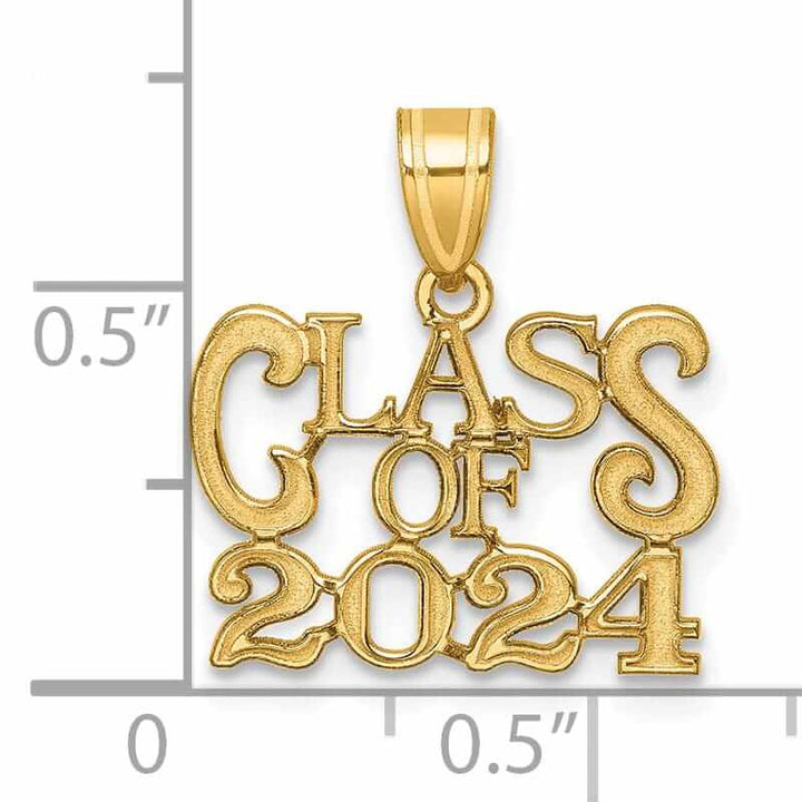 14k Polished Finish CLASS OF 2024 Graduation Charm in 14K Yellow Gold