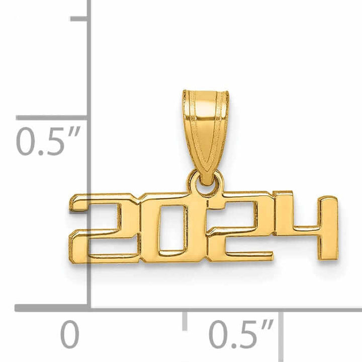 14K Polished Finish 2024 Graduation Charm in 14K Yellow Gold