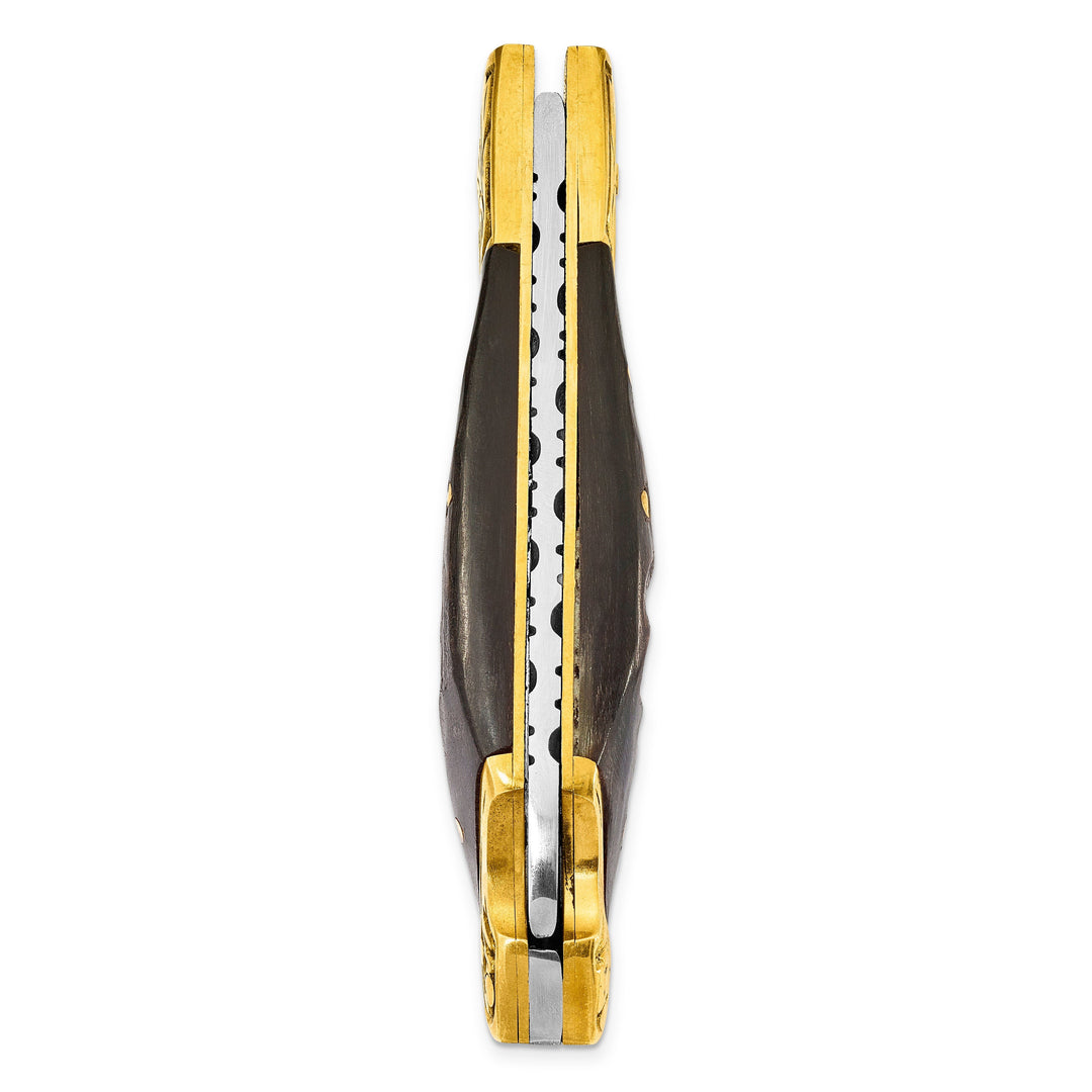 Damascus Steel Brass Ram Horn Handle Knife