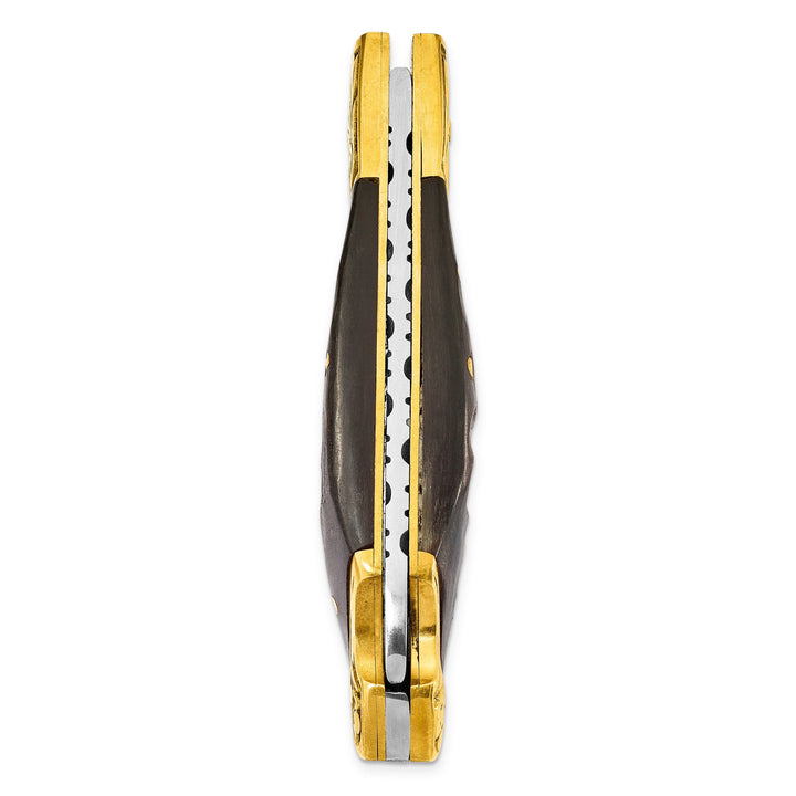 Damascus Steel Brass Ram Horn Handle Knife